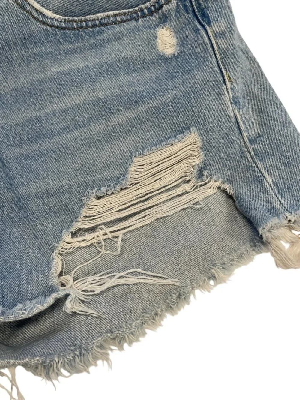 Levi's‎ Women's Blue W30 Distressed Raw Hem Denim High Waist 501 Shorts